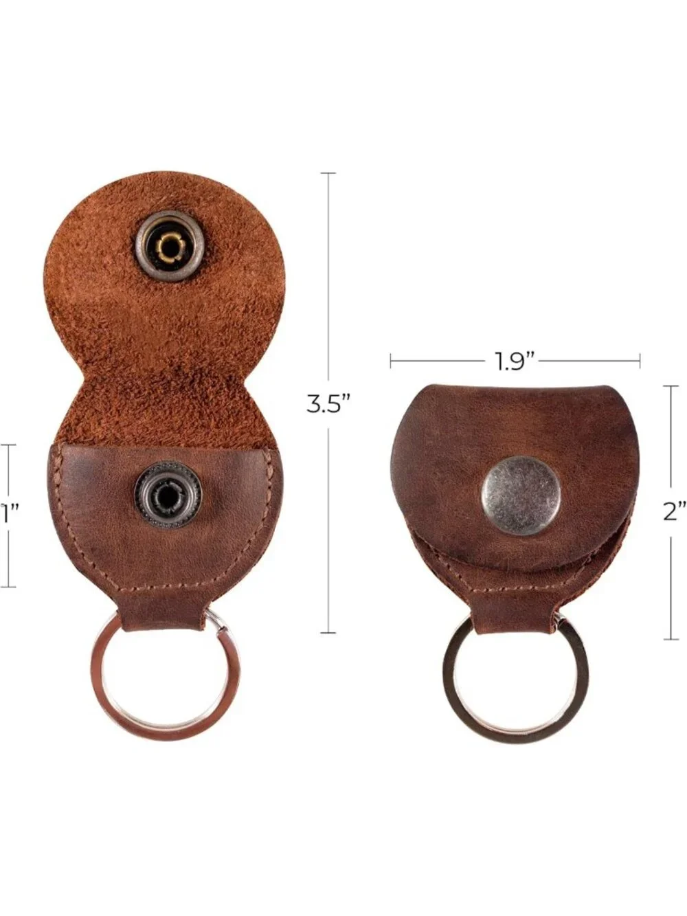 Guitar Pick Holder Keychain, Full Grain Leather Key Organizer for Musicians